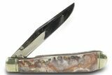 Pocket Knife with Lace Agate Inlays & Matching Base #370739-4